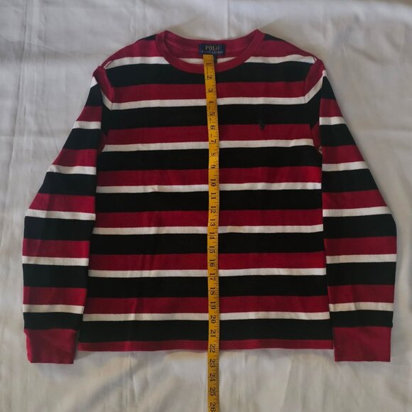 POLO Ralph Lauren Red/Multi Striped Waffle Knit Sweater Unisex Youth L (14-16) - Picture 11 of 16